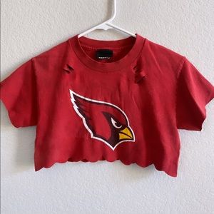 Youth Girls Cardinals Football Crop Top Distressed